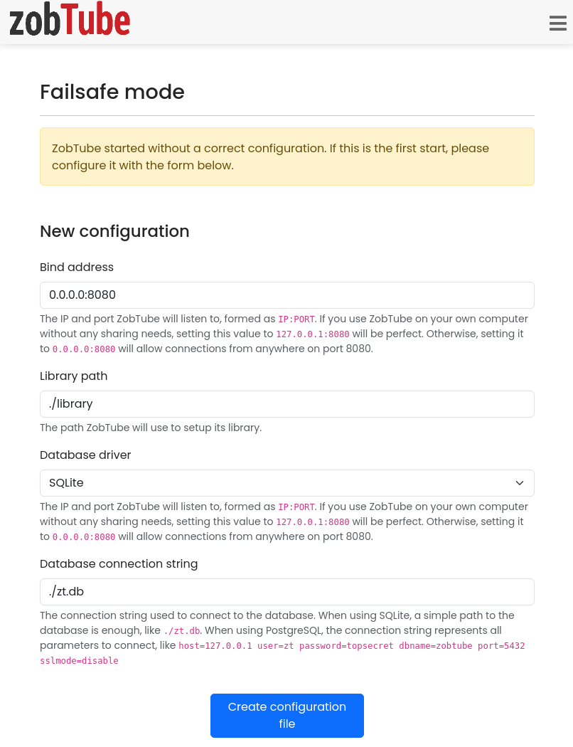 Configuration Interface