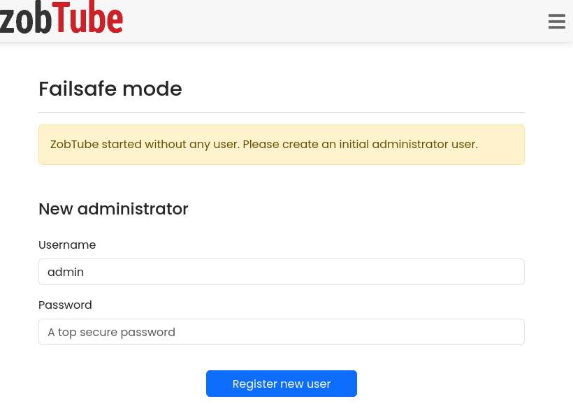 Initial admin setup